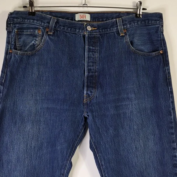 Levi's 501 Straight Leg Button Fly Blue Jeans Men's Size W41 L30 - Picture 7 of 16